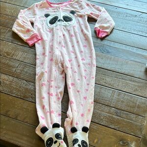 Pink Panda Hearts Kids One-Piece Pajamas 3T